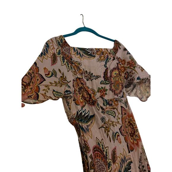 Kachel Anthropologie Pink Floral Flutter Sleeve Slip Dress Sz 6 N - Picture 5 of 10